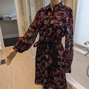 Kirna Zabete Flowy Patterned Button up Dress Size Small